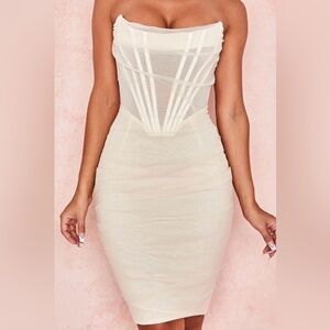 Cream Corset Top Bodycon Dress